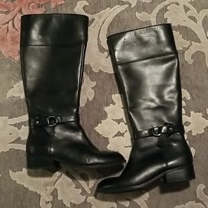Ralph Lauren Black Leather Riding Boots w/Buckle
